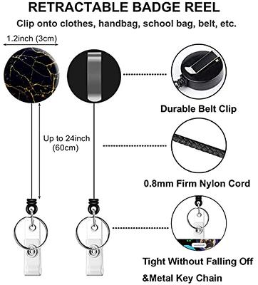 Heavy Duty Retractable Badge Reel with ID Card Holder, Retractable Keychain  with Swivel Belt Clip, ID Badge Holder for Office Worker Nurse Teacher