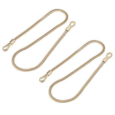  uxcell Purse Chain Strap, 24 2Pcs Leather Iron Flat Chain  Strap Handbag Chains Purse Handles Shoulder Cross Body Replacement Strap,  Black Strap Gold Chain