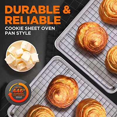 NutriChef Non-Stick Cookie Sheet Baking Pans - 2-Pc. Professional Quality  Kitchen Cooking Non-Stick Bake Trays, Black, Pair, Large Bake Pan Size