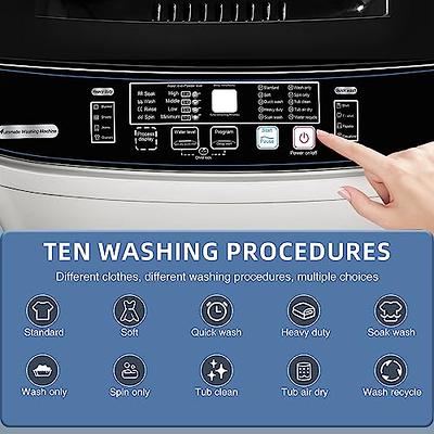 17.8Lbs Portable Washing Machine, 2.3 Cu.ft Portable Washer with Drain  Pump, Faucet Adaptor, 10 Wash Programs/8 Water Levels Compact Laundry  Washer