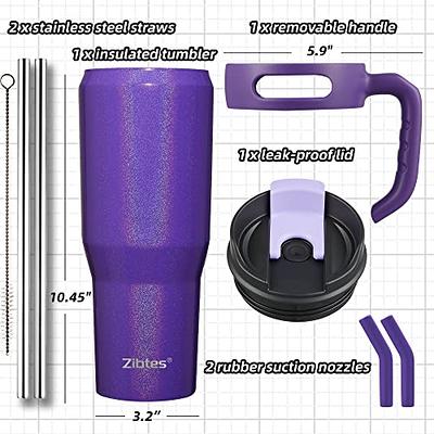 Zibtes 40oz Insulated Tumbler With Lid and Straws, Stainless Steel Double  Vacuum Coffee Tumbler With Handle, Keeps Drinks Cold up to 34 Hours or Hot  for 12 Hours(Glitter Purple 1 pack) - Yahoo Shopping