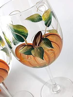 Thanksgiving Pumpkin Painted Wine Glasses