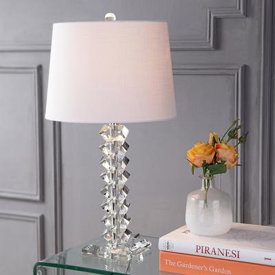 JONATHAN Y Hollis 34 in. Brass Metal Table Lamp with Crystal Base