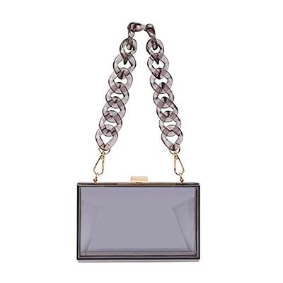 WJCD Women Clear Purse Acrylic Clear Clutch Bag, Shoulder Handbag With  Removable Gold Chain Strap