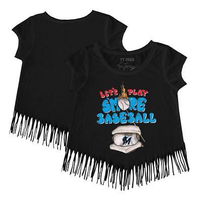 Girls Toddler Tiny Turnip Black Colorado Rockies Baseball Pow Fringe T-Shirt