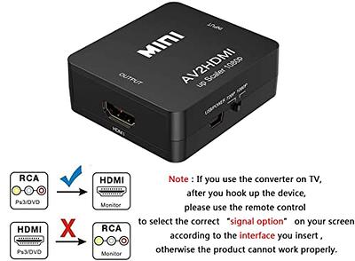 Amtake RCA to HDMI Converter, 1080P RCA Composite CVBS AV to HDMI Video  Audio Converter Adapter