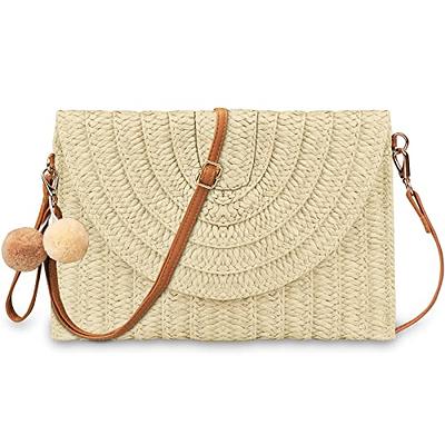 YXILEE Summer Straw Shoulder Bag Straw Small Clutch Crossbody Bags for  Women Beach Cell Phone Wallet Purse Handmade Envelope