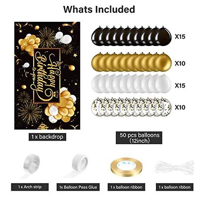 40th Birthday Party Decorations Gold Blue Metallic Balloons Garland Kit  With Backdrops Background For Men Women