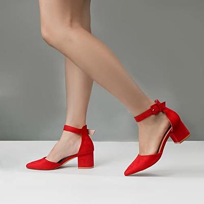 NinetinGel High Heels.Chunky heel Pointed Closed Toe Pump Shoes