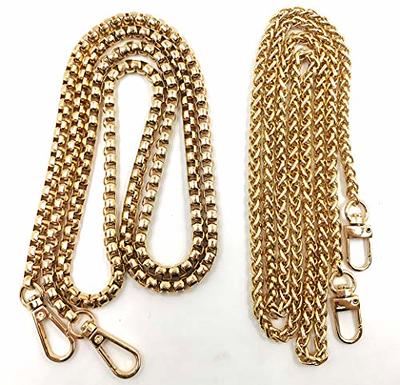 WEICHUAN 47 DIY Iron Flat Chain Strap Handbag Chains Accessories Purse Straps Shoulder Cross Body Replacement Straps, with Metal Buckles (Gold)