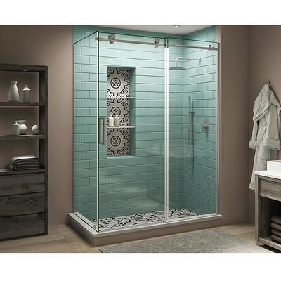 Aston Avalux Completely Frameless Shower Enclosure, 48 x 32 x 72, Stainless Steel