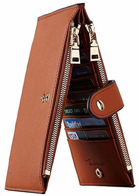 Vaultskin MAYFAIR Minimalist Leather Zipper Wallet. Slim RFID- Blocking  Multi-Card Holder With Coin Compartment