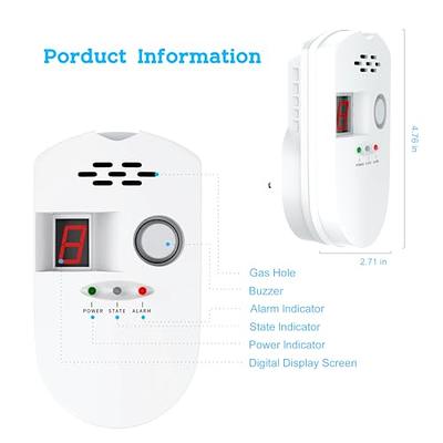 Propane Natural Digital Gas Detector, Gas Leak Detection, Plug-in High  Sensitivity Gas Alarmer for Home