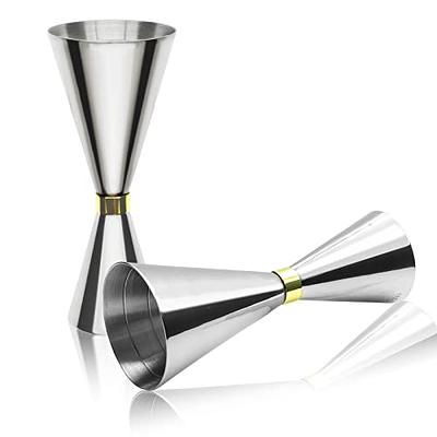 1oz/2oz Stainless Steel Cocktail Jigger Shot Glass Measuring Cup, Silver