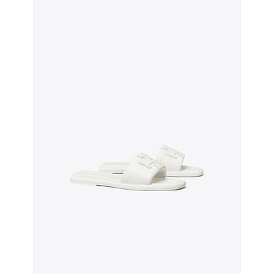 Double T Leather Sandals in White - Tory Burch