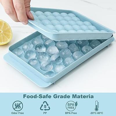 Ice Cube Tray Balls,Round Ice Cube Trays for Freezer with Lid and Bin,1in X  99PCS Round Ice Cube Trays for Freezer, (3Pack Blue Ice trays & Ice Bin &  Ice tong) 