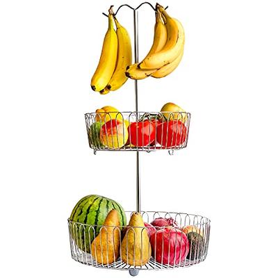 X-cosrack Stackable Wire Baskets, 2-Tier Wall-Mounted & Countertop Potato  Onion Storage Fruit Vegetable Basket Produce Pantry Organizer Bin Snack for