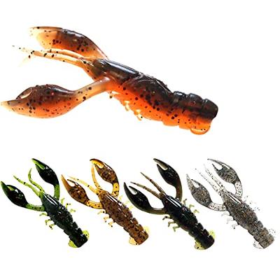 Soft Plastic Fishing Lures with Hooks, Crawfish Artificial Bionic Soft Bug  Bait, Fishing Lure for Freshwater Saltwater( 5 Baits + 5 Hooks)