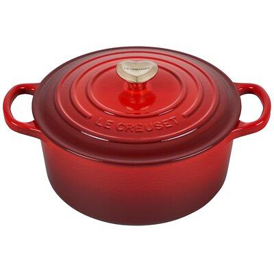 Velaze 1-Piece 4 qt. Red Round Enamel Cast Iron Dutch Oven with Lid