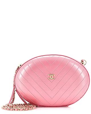 Chanel Pink Chevron Leather La Pausa Evening Bag (Authentic Pre