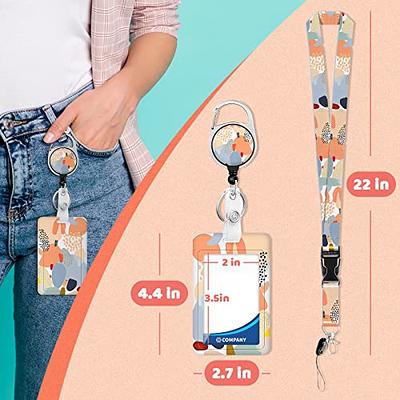 Retractable ID Badge Holder with Lanyard, Work ID Card Holders for Badges  for Women, Vertical Pink Cute Badge Holder, (Colorful Marble) - Yahoo  Shopping