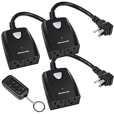 DEWENWILS Outdoor Wireless Remote Control Dual 3-Prong Outlet Weatherproof,  Expandable Indoor Electrical Power Strip with Wall/Portable Light Switch,  15A, 7-inch Cord 100FT Range, ETL Listed 
