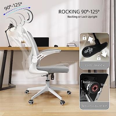 Monhey Ergonomic Office Chair with Lumbar Support & Headrest & Flip-up Arms  Height Adjustable Rocking Home Office Desk Swivel High Back Computer Chair