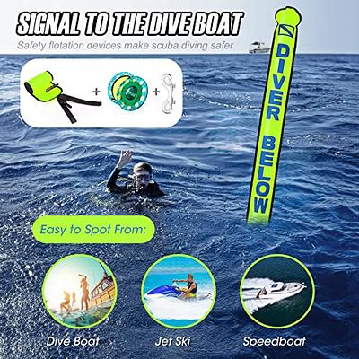 Surface Marker Buoy Set, 6ft Hi-Visibility Inflatable Closed Bottom Signal Tube  Safety Sausage with 100ft/30m ABS Finger Spool Reel and Snap Kit for  Underwater Scuba Diving (Hi-viz Fluorescent Yellow) - Yahoo Shopping