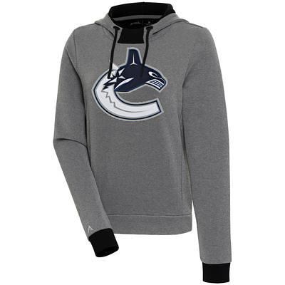 Women's Antigua Heather Gray/Navy Dallas Cowboys Victory Raglan Sleeve Chenille Pullover Hoodie Size: Medium