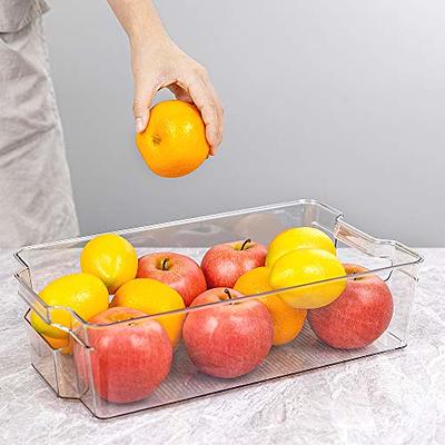 HOOJO Refrigerator Organizer Bins - 4pcs Clear Plastic Bins For Fridge,  Freezer, Kitchen Cabinet, Pantry Organization, BPA Free Fridge Organizer,  14.5 Long-X Large, Clear 