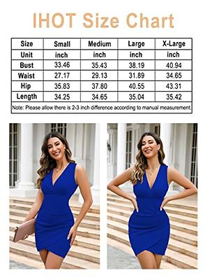 IHOT 2023 Women's Sexy V Neck Sleeveless Faux Wrap Ruched Sheath Bodycon Cocktail Party Work Dress