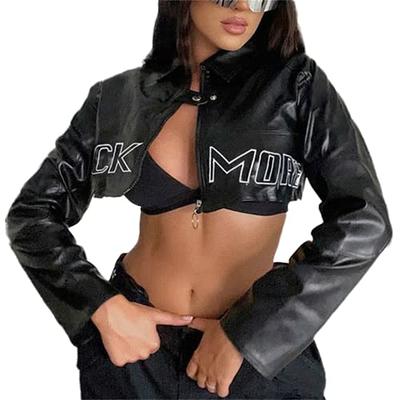 Punk Cropped Leather Biker Jacket