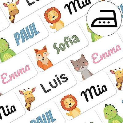 64 Personalized Clothing Labels for Kids Washable Sew in/Iron on Name  Labels for Clothing for Daycare, School, Nursing Homes, Camp - 1.85x0.67