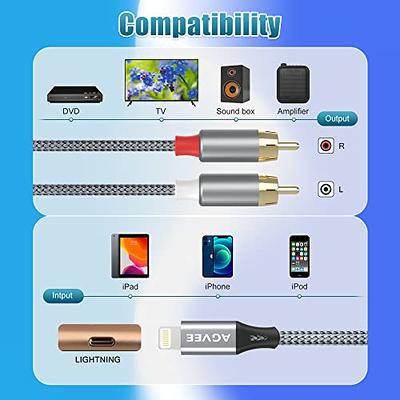 Froggen Lightning to RCA Cable 2 Male RCA Stereo Audio Auxiliary Cable  Adapter, Compatible with iPhone for Power Amplifier, Car, Home Theater,  Speaker