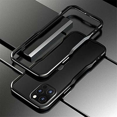 Aluminum Frame Metal Bumper Frame Slim Hard Case Cover for iPhone12 Pro  Max, Metal Frame Armor with Soft Inner Bumper, Raised Edge Protection  (Black