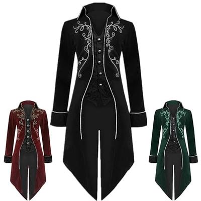 Inmeilifus Men's Steampunk Jacket Tailcoat Halloween Costumes Victorian  Coat Gothic Cosplay Vintage Frock Coat Uniform (XXL, Black) - Yahoo Shopping