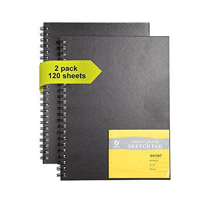 Sketch Book Pack 9 x 12 Inches Pad, 2 Pack 100 Sheets Spiral Bound 65lb/100gsm