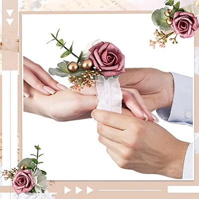 Latious Wedding Bride Wrist Corsage Red Bridal Rose Wrist Flower  Bridesmaids Hand Floral Decor Flowergirl Prom Party Accessories for Women  and Girls