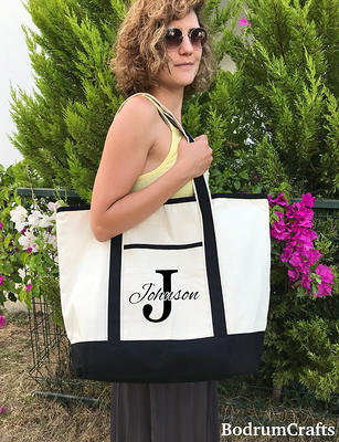 Custom Canvas Tote Bags With Initials, Personalized Monogrammed Bag Pocket,  Cute Totes Zipper, Wedding Bridesmaid Gift For Women - Yahoo Shopping