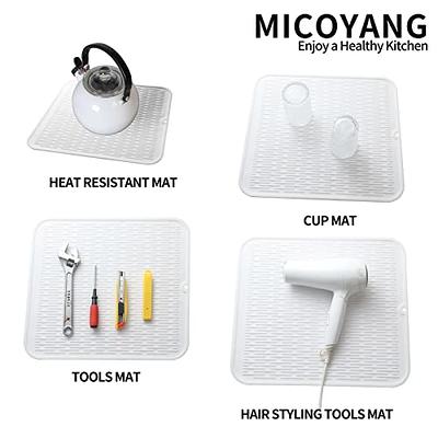 MicoYang Silicone Dish Drying Mat for Multiple Usage,Easy  clean,Eco-friendly,Heat-resistant Silicone Mat for Kitchen Counter or  Sink,Refrigerator or