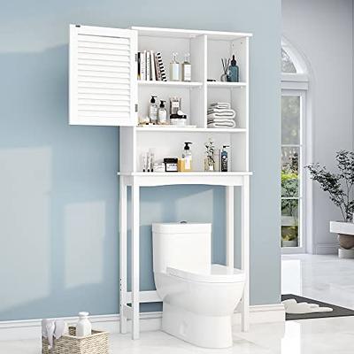 AmazerBath Bamboo Over The Toilet Storage Shelf, White