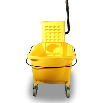 Lavex 35 Qt. Yellow Mop Bucket & Side Press Wringer Combo