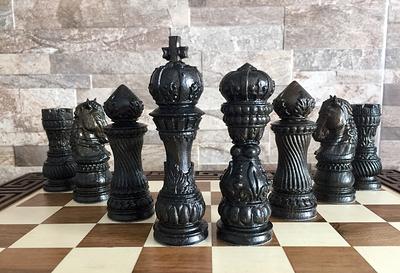 Black Marble Luxury Chess Set - Custom Chess Board - Weighted