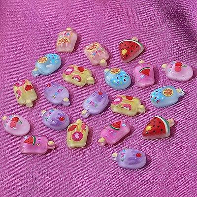 WEILUSI 100PCS Resin Kawaii Nail Charms Flat Back Fake Candy Slime Charms  3D Mixed Assorted Sweets Cake Mini Charms Rhinestones for DIY Craft Jewelry