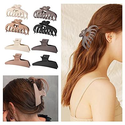 DEEKA 5 Pcs Large Pearl Hair Claw Clips White Black Thick Long Jaw Clips  Barrettes Hair Accessories for Women and Girls