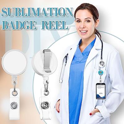 100 Pcs Sublimation Badge Reel Bulk Blank Retractable Badge Holder DIY Sublimation  Blanks Tag Holder with
