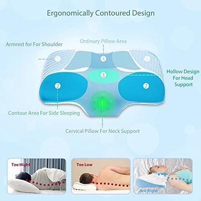 Cervical Neck Pillows for Pain Relief Sleeping, High-Density Memory Foam  Pillow Neck For Bolster Support and Shoulder Relaxer, Decompression Devices