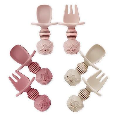 PandaEar 6 Pack Silicone Baby Spoons and Fork Feeding Set- Anti