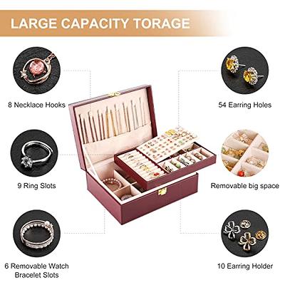  Velvet Jewelry Box Organizer - Lockable 2 Layer Travel Case,  Earrings Storage with Removable Tray for Women, Men (Black) : Clothing,  Shoes & Jewelry