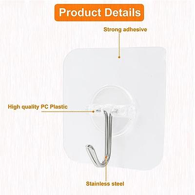 Moicstiy 60 Pcs Adhesive Hooks Heavy Duty Self Adhesive Wall Hooks  Transparent Waterproof Reusable Seamless Sticky Hooks for Kitchens,  Bathroom, Office - Yahoo Shopping